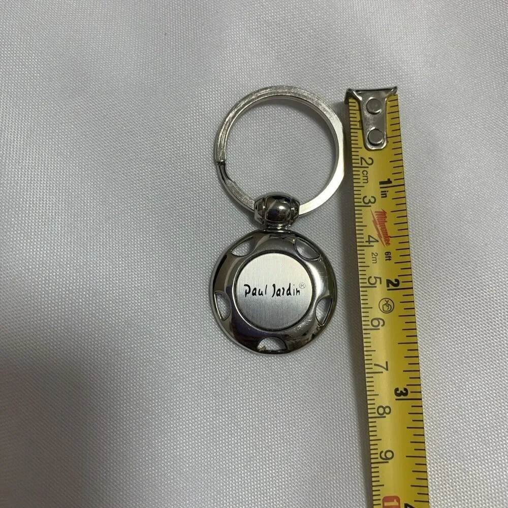 Paul Jardin Keychain Designer Logo Keyring Silver tone Metal Key